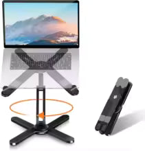 Foldable Aluminum Alloy Laptop Stand 360° Rotation for 10-17 Inch Laptops Silver