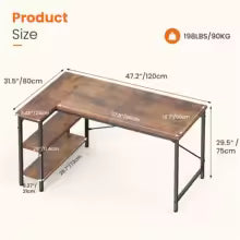 L Shaped Desk 47 Inch Computer Desk Gaming Corner Desk Home Office PC Table with Reversible Storage Shelves