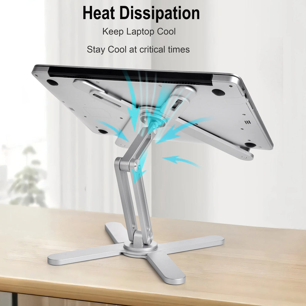 Foldable Aluminum Alloy Laptop Stand 360° Rotation for 10-17 Inch Laptops Silver