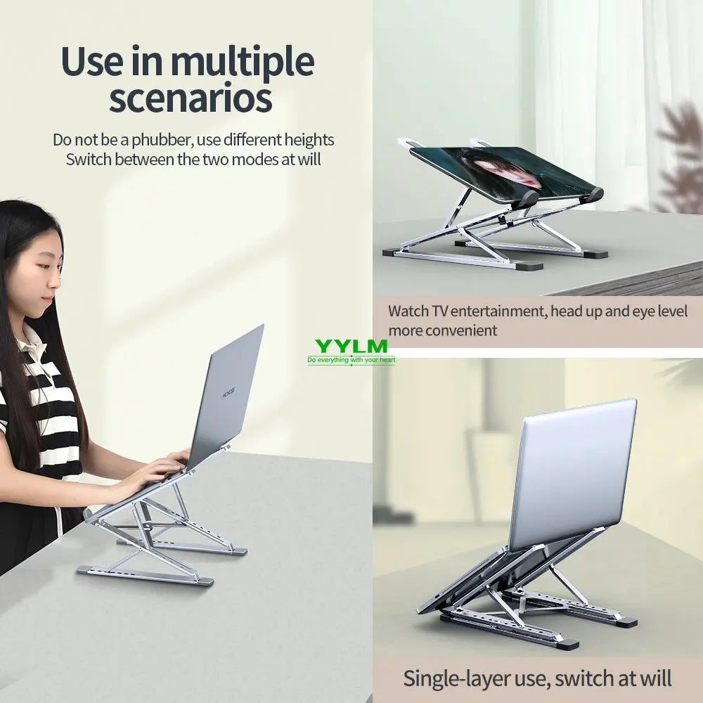 N8 Adjustable Laptop Stand Aluminum Alloy Portable Foldable Cooling for Laptop