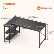 L Shaped Desk 47 Inch Computer Desk Gaming Corner Desk Home Office PC Table with Reversible Storage Shelves