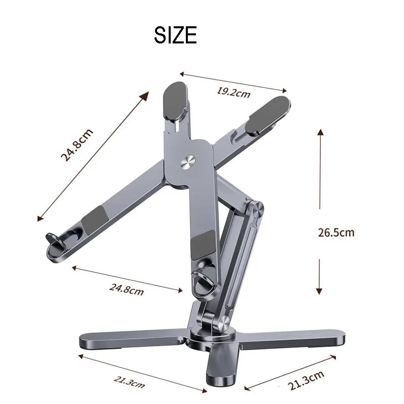 Foldable Aluminum Alloy Laptop Stand 360° Rotation for 10-17 Inch Laptops Silver