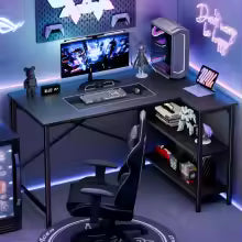 L Shaped Desk 47 Inch Computer Desk Gaming Corner Desk Home Office PC Table with Reversible Storage Shelves