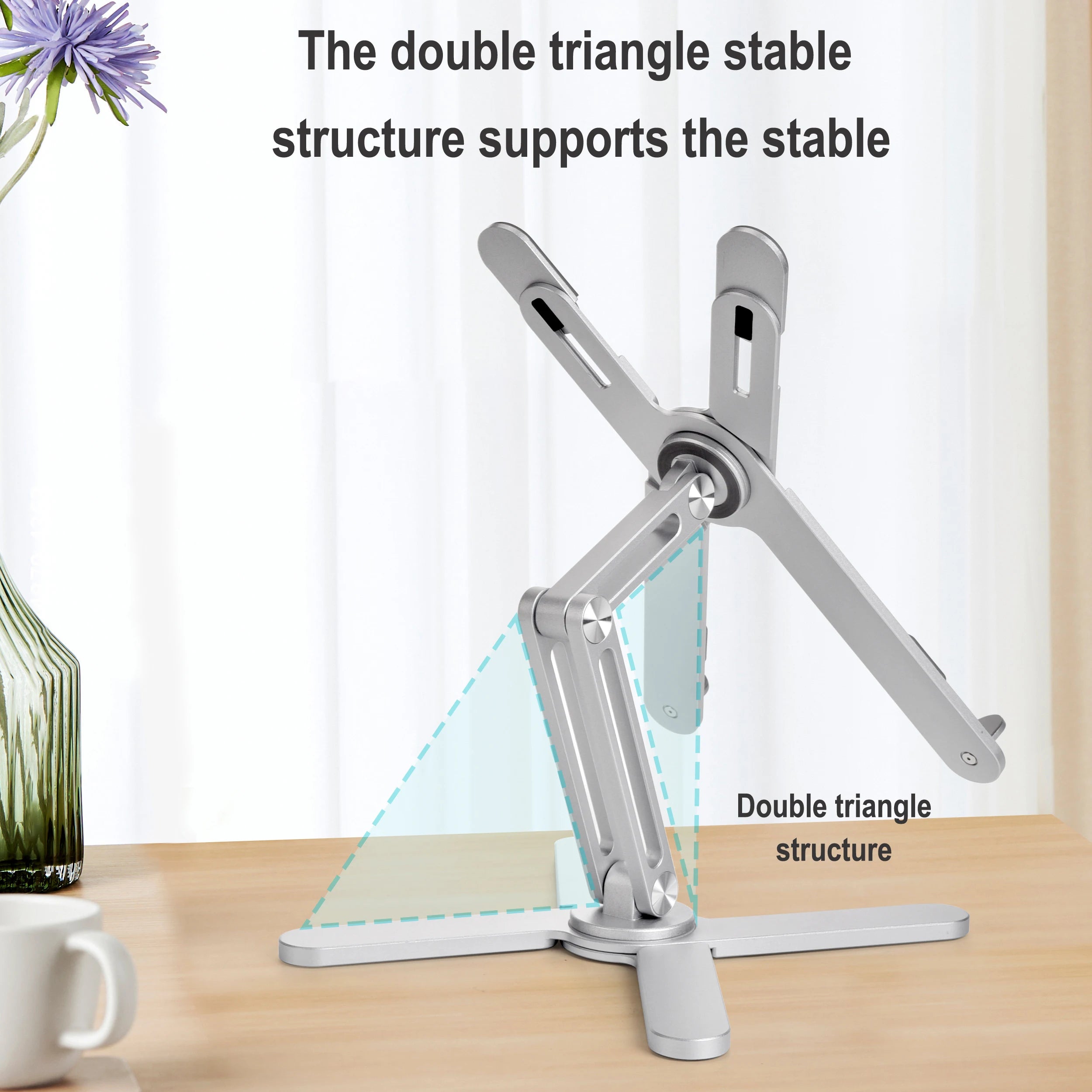 Foldable Aluminum Alloy Laptop Stand 360° Rotation for 10-17 Inch Laptops Silver