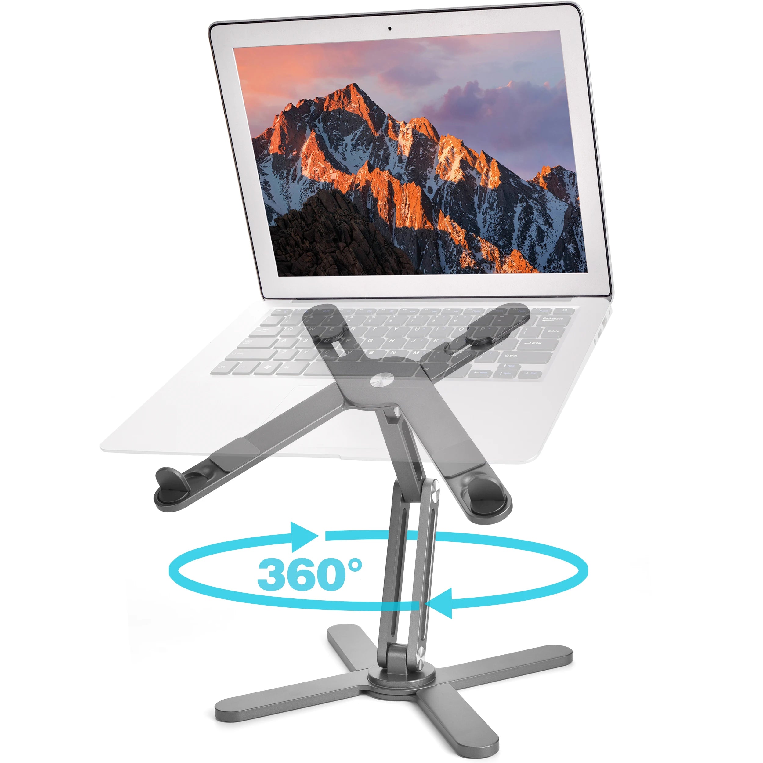 Foldable Aluminum Alloy Laptop Stand 360° Rotation for 10-17 Inch Laptops Silver